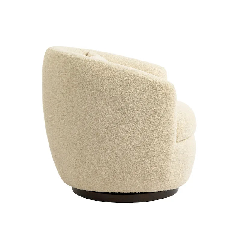 Beige 37.2 Upholstered Swivel Barrel Chair with Storage and Ergonomic Design