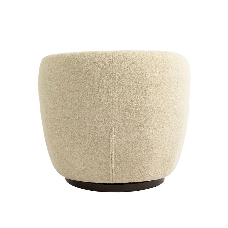Beige 37.2 Upholstered Swivel Barrel Chair with Storage and Ergonomic Design