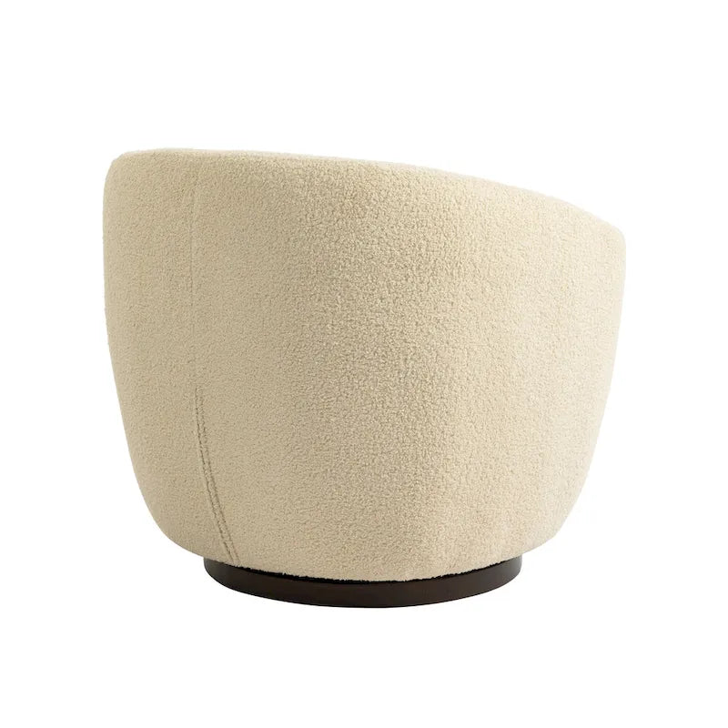Beige 37.2 Upholstered Swivel Barrel Chair with Storage and Ergonomic Design