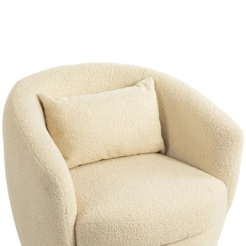 Beige 37.2 Upholstered Swivel Barrel Chair with Storage and Ergonomic Design