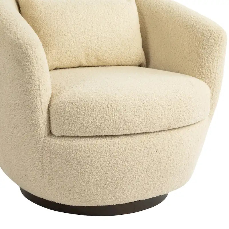 Beige 37.2 Upholstered Swivel Barrel Chair with Storage and Ergonomic Design