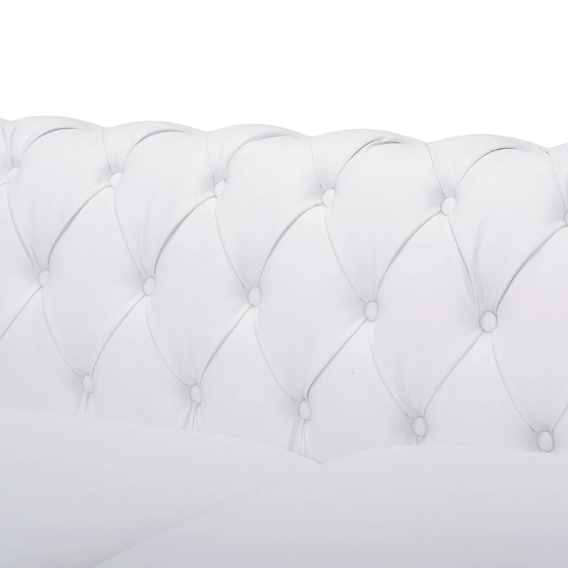 White 83 Chesterfield Button Tufted 3-Seater Sofa with Nailheads and Legs