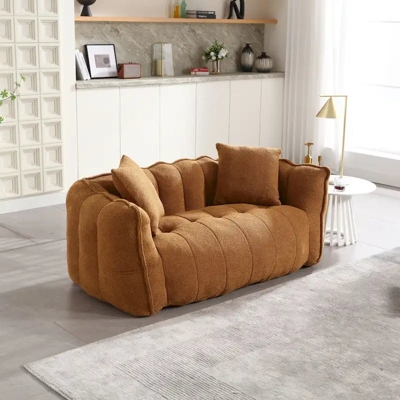 Yellow Modern 65 Chenille Loveseat