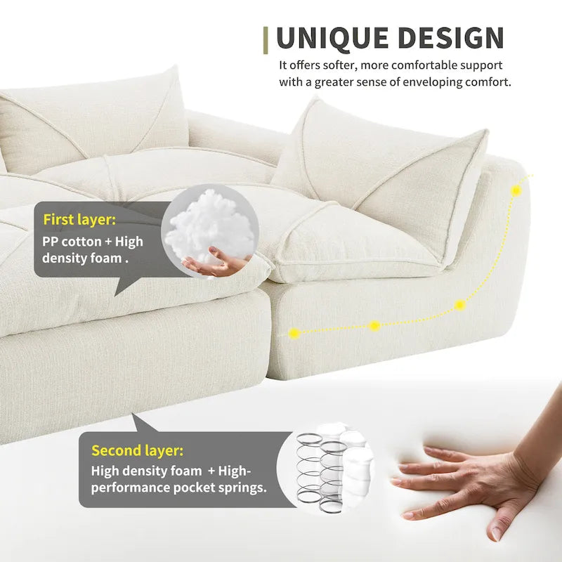 116-In Modern Chenille Sectional Sofa with High Density Foam,No Assembly Required