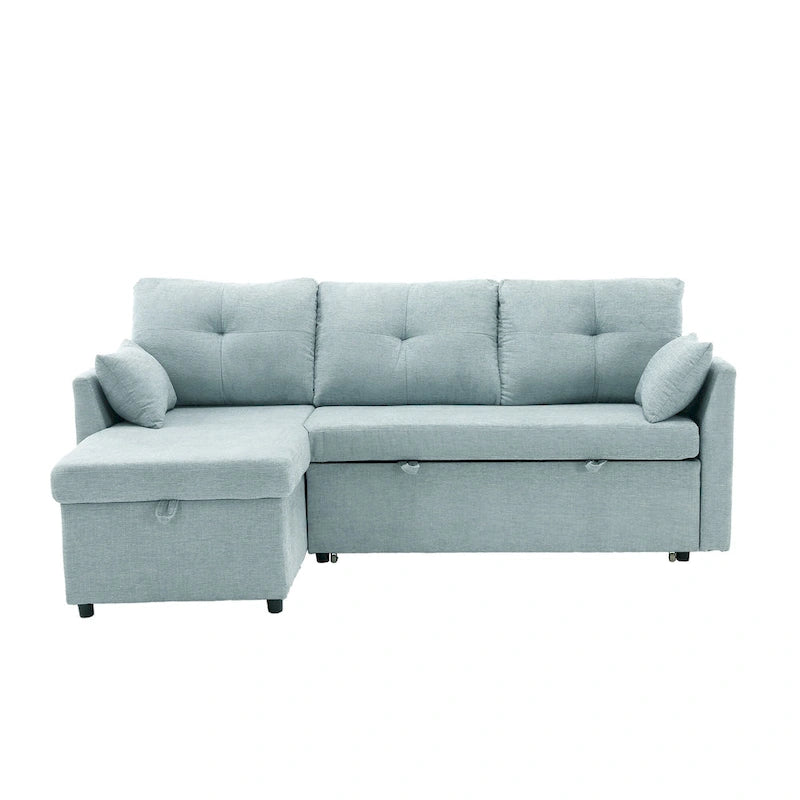 Green 81.1 L-Shaped 3 Seater Sectional Sofa with Reversible Chaise Lounge, Storage Seats, Durable Solid Wood Frame