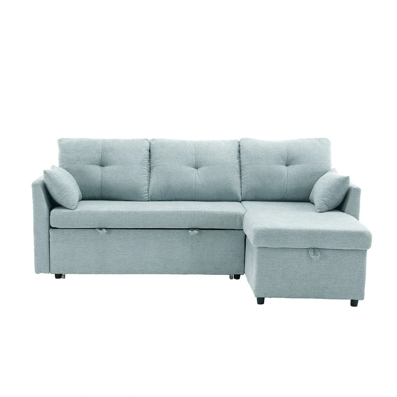 Green 81.1 L-Shaped 3 Seater Sectional Sofa with Reversible Chaise Lounge, Storage Seats, Durable Solid Wood Frame
