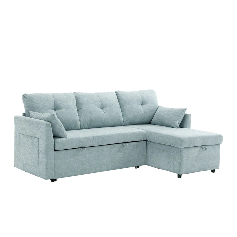 Green 81.1 L-Shaped 3 Seater Sectional Sofa with Reversible Chaise Lounge, Storage Seats, Durable Solid Wood Frame