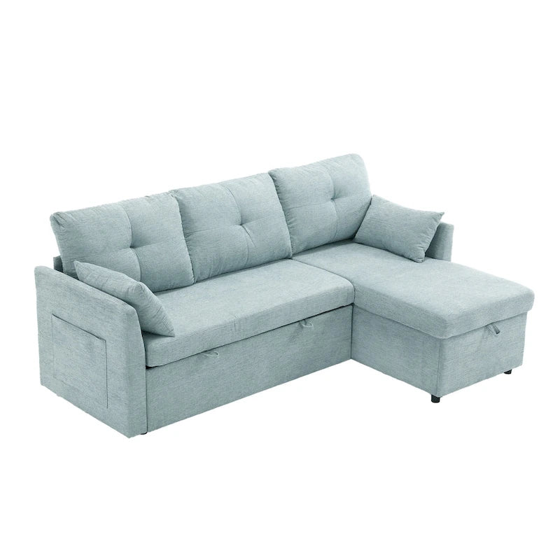 Green 81.1 L-Shaped 3 Seater Sectional Sofa with Reversible Chaise Lounge, Storage Seats, Durable Solid Wood Frame