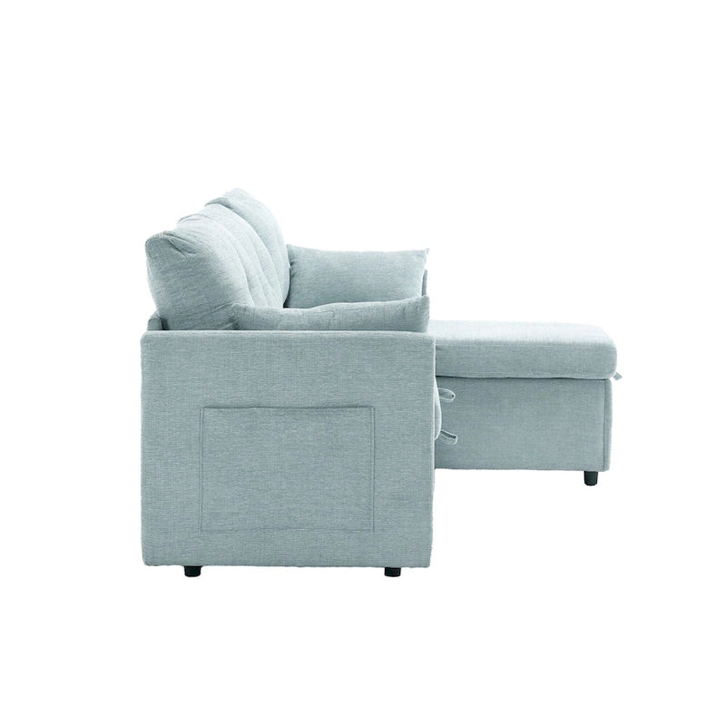 Green 81.1 L-Shaped 3 Seater Sectional Sofa with Reversible Chaise Lounge, Storage Seats, Durable Solid Wood Frame
