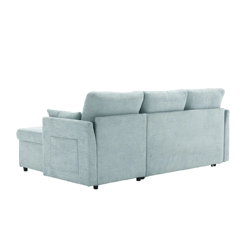 Green 81.1 L-Shaped 3 Seater Sectional Sofa with Reversible Chaise Lounge, Storage Seats, Durable Solid Wood Frame