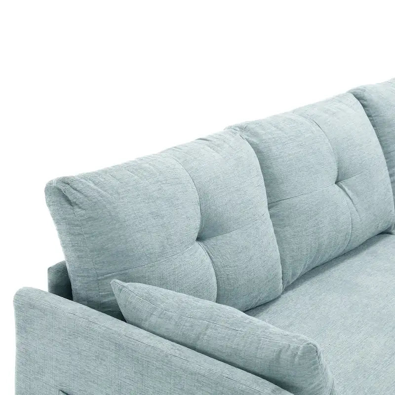 Green 81.1 L-Shaped 3 Seater Sectional Sofa with Reversible Chaise Lounge, Storage Seats, Durable Solid Wood Frame
