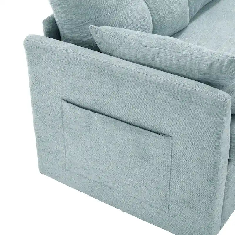 Green 81.1 L-Shaped 3 Seater Sectional Sofa with Reversible Chaise Lounge, Storage Seats, Durable Solid Wood Frame