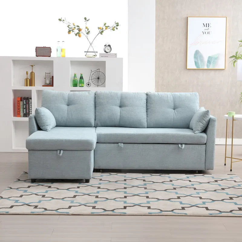 Green 81.1 L-Shaped 3 Seater Sectional Sofa with Reversible Chaise Lounge, Storage Seats, Durable Solid Wood Frame