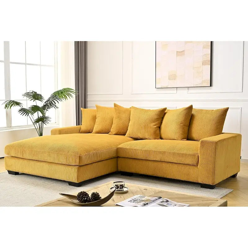 Us Pride Furniture Payan 102.4 Wide Corduroy L-Shape Sectional Sofa