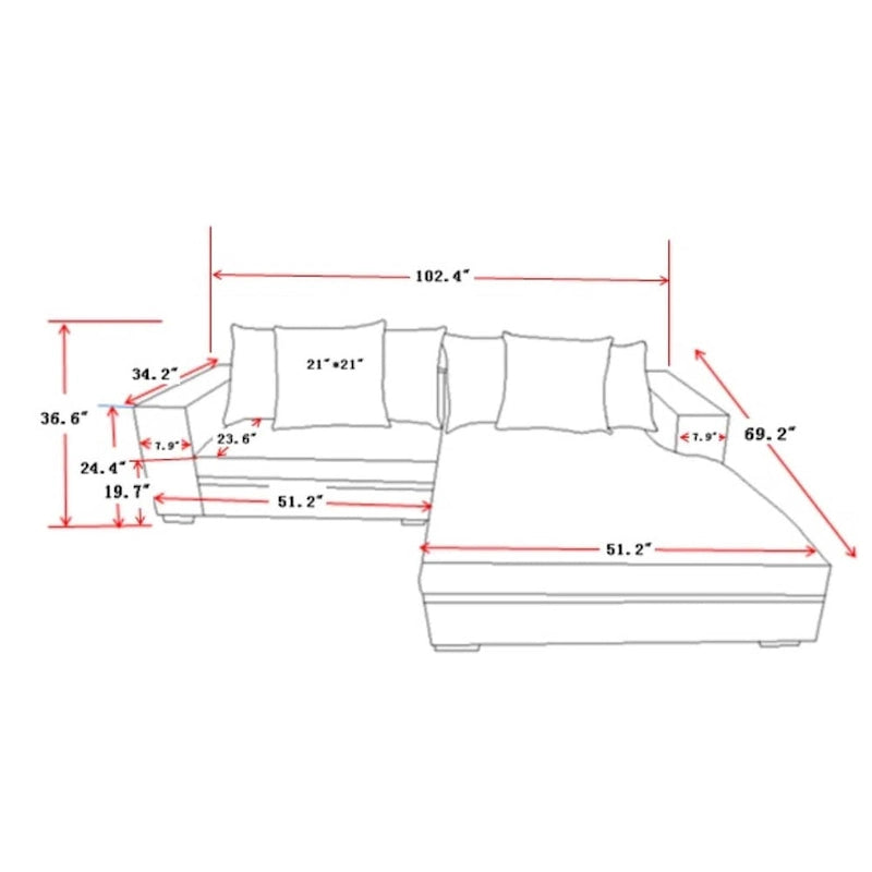 Us Pride Furniture Payan 102.4 Wide Corduroy L-Shape Sectional Sofa