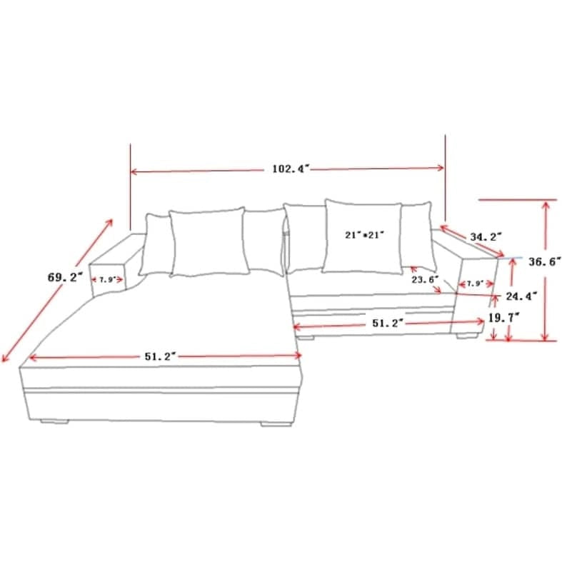 Us Pride Furniture Payan 102.4 Wide Corduroy L-Shape Sectional Sofa