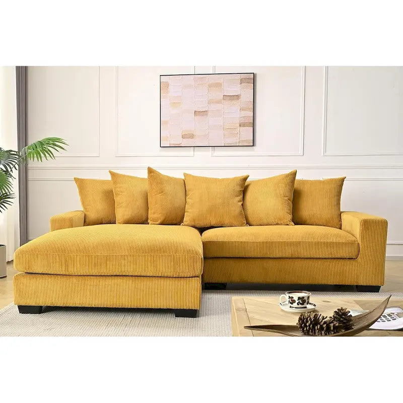 Us Pride Furniture Payan 102.4 Wide Corduroy L-Shape Sectional Sofa