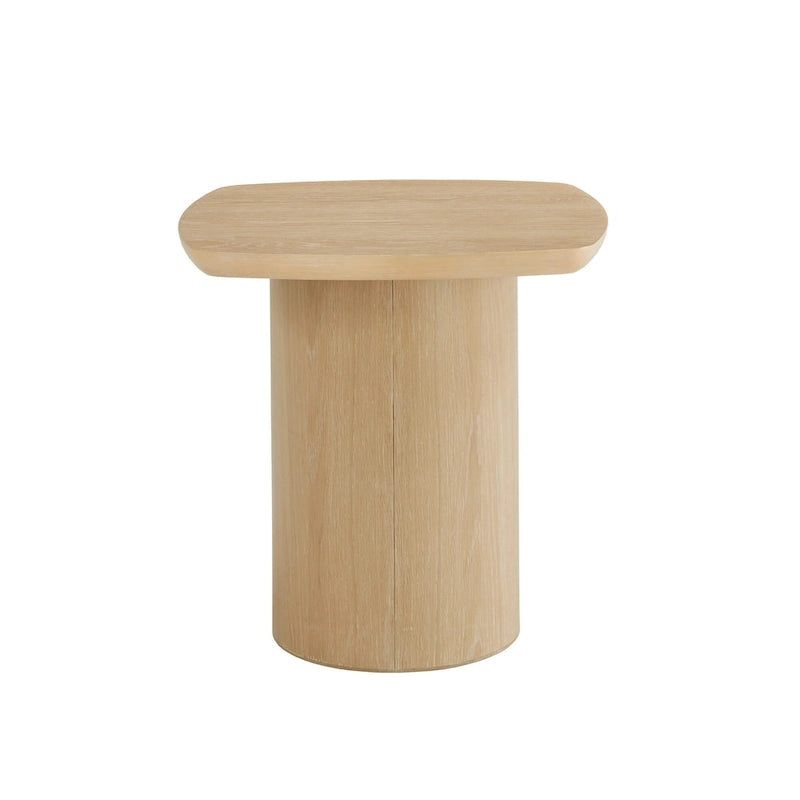 Edo Contemporary Oak-Finished End Table with Sturdy Column Base by iNSPIRE Q Modern