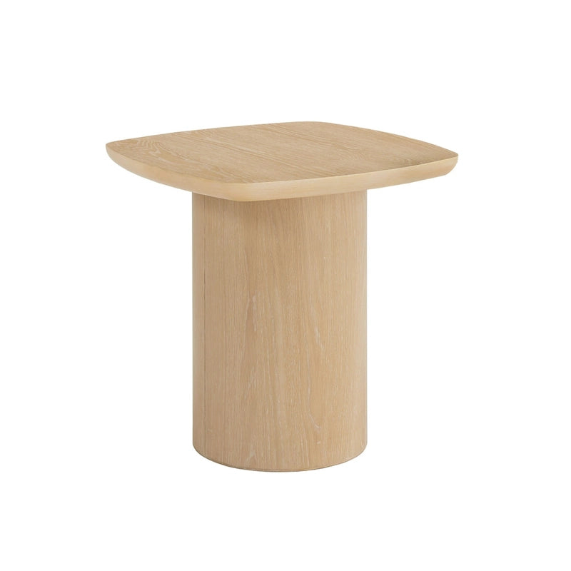 Edo Contemporary Oak-Finished End Table with Sturdy Column Base by iNSPIRE Q Modern