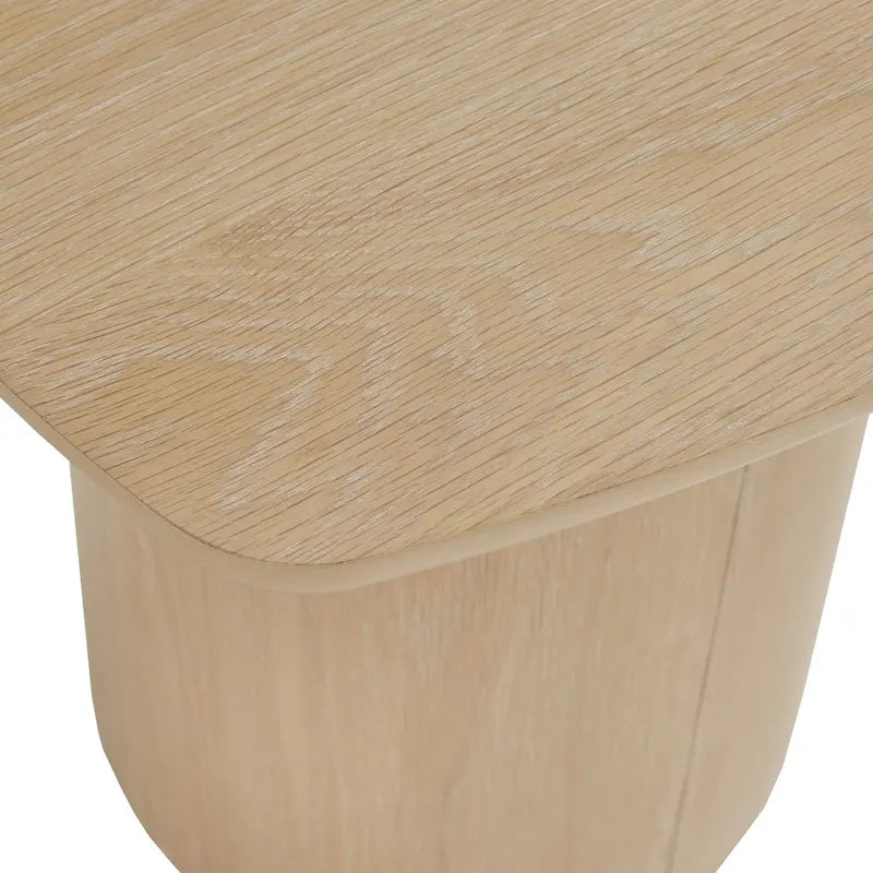 Edo Contemporary Oak-Finished End Table with Sturdy Column Base