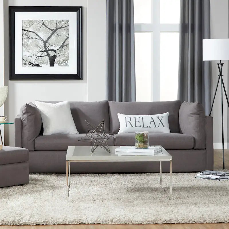 Roundhill Furniture Enda Pillow Back Fabric 3-Piece Sofa and Cuddler Chair Set