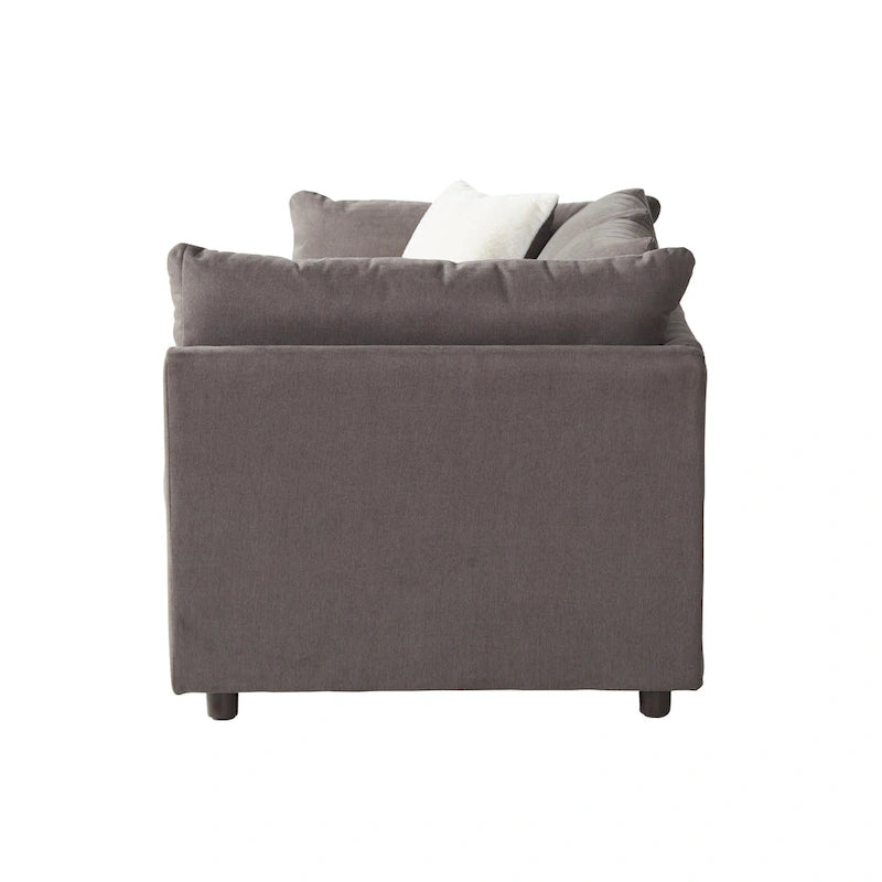 Roundhill Furniture Enda Pillow Back Fabric 3-Piece Sofa and Cuddler Chair Set