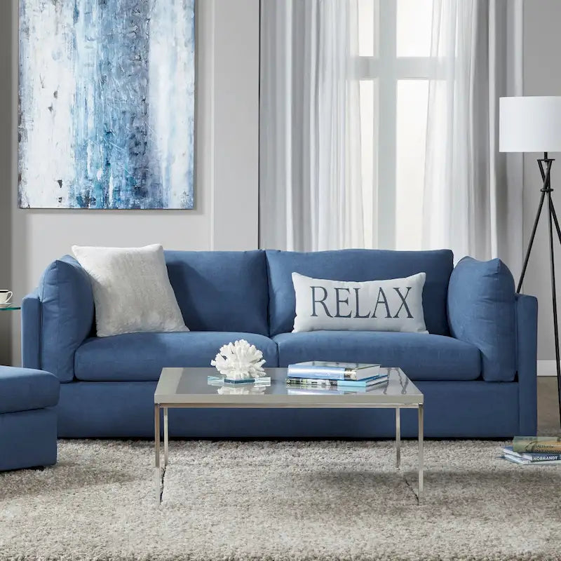 Roundhill Furniture Enda Pillow Back Fabric 3-Piece Sofa and Cuddler Chair Set