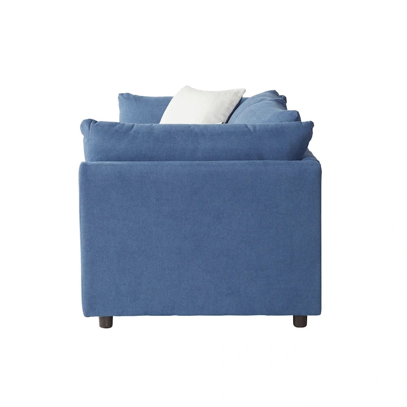 Roundhill Furniture Enda Pillow Back Fabric 3-Piece Sofa and Cuddler Chair Set
