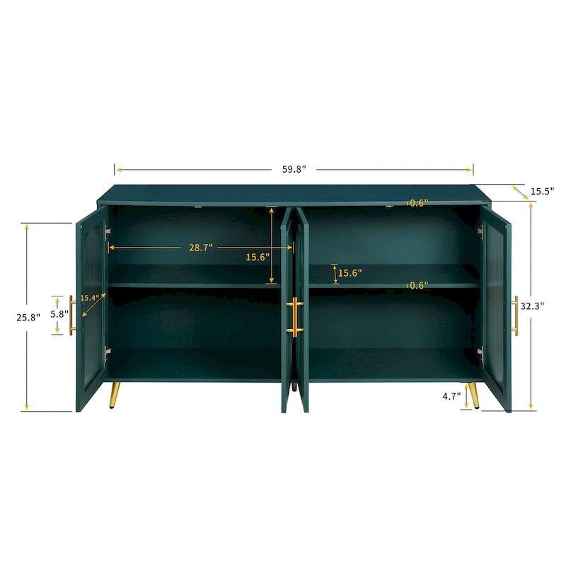 Wood TV Stand with Storage Cabinet and Adjustable Shelves - N/A
