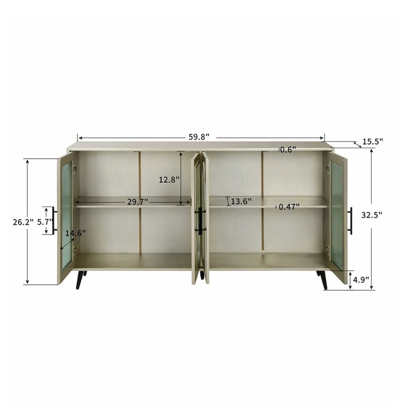 Wood TV Stand with Storage Cabinet and Adjustable Shelves - N/A
