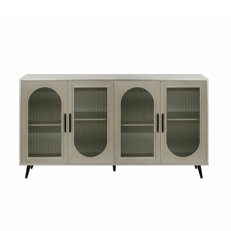 Wood TV Stand with Storage Cabinet and Adjustable Shelves - N/A