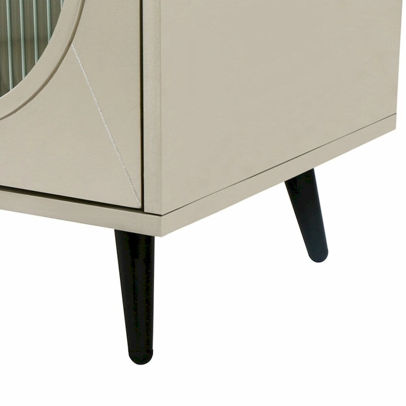 Wood TV Stand with Storage Cabinet and Adjustable Shelves - N/A