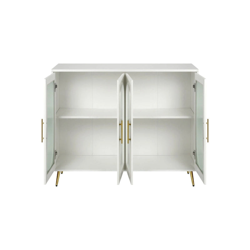 Wood TV Stand with Storage Cabinet and Adjustable Shelves - N/A