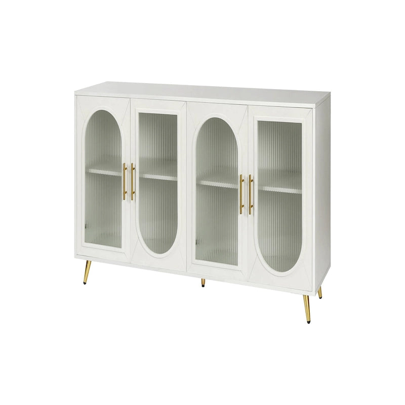 Wood TV Stand with Storage Cabinet and Adjustable Shelves - N/A