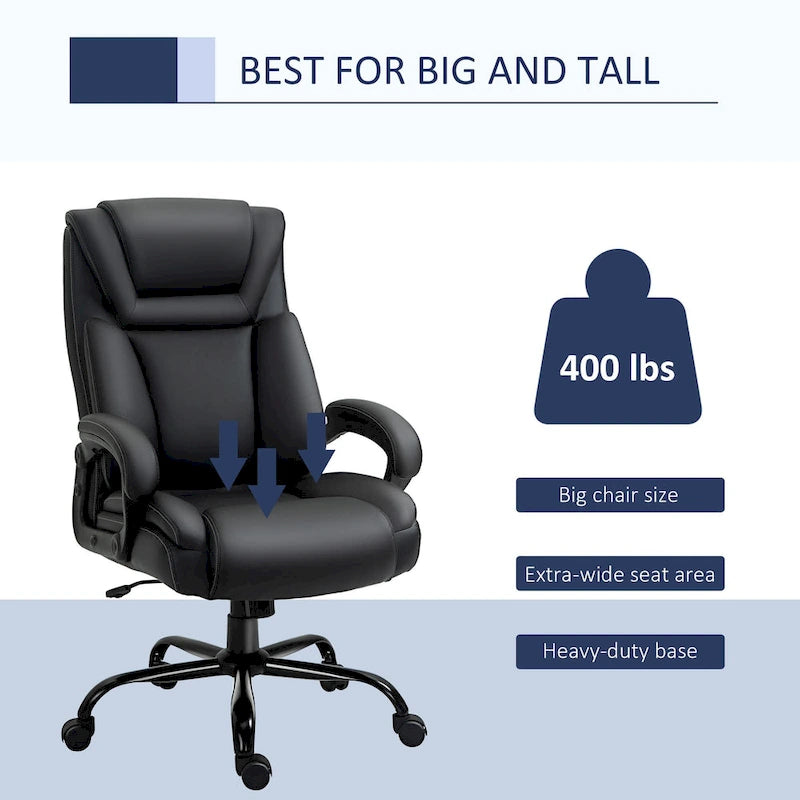 Vinsetto Big and Tall Executive Office Chair 400lbs Computer Desk Chair with High Back PU Leather Ergonomic Upholstery