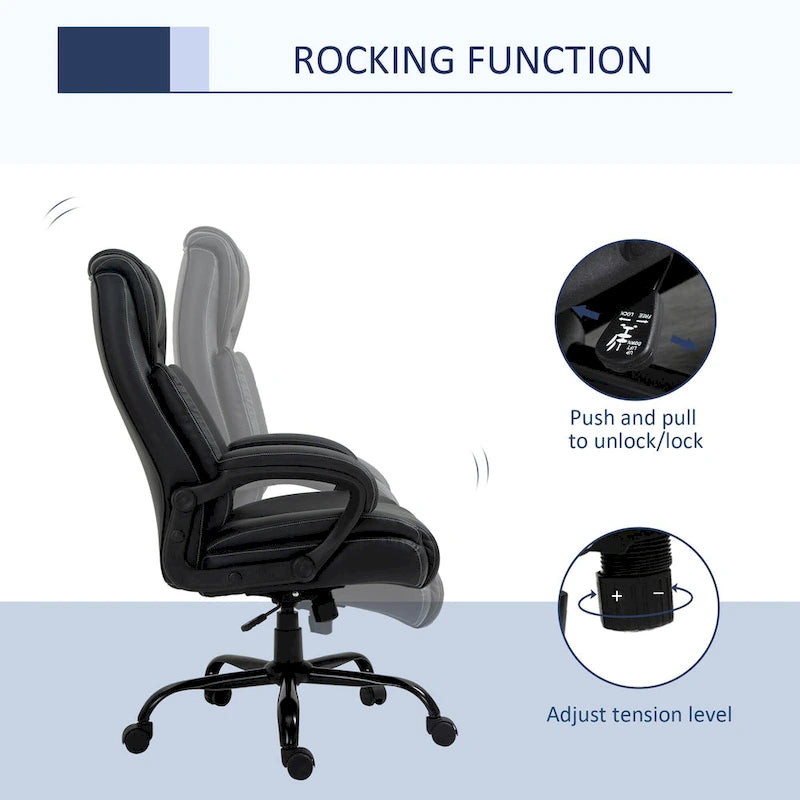 Vinsetto Big and Tall Executive Office Chair 400lbs Computer Desk Chair with High Back PU Leather Ergonomic Upholstery
