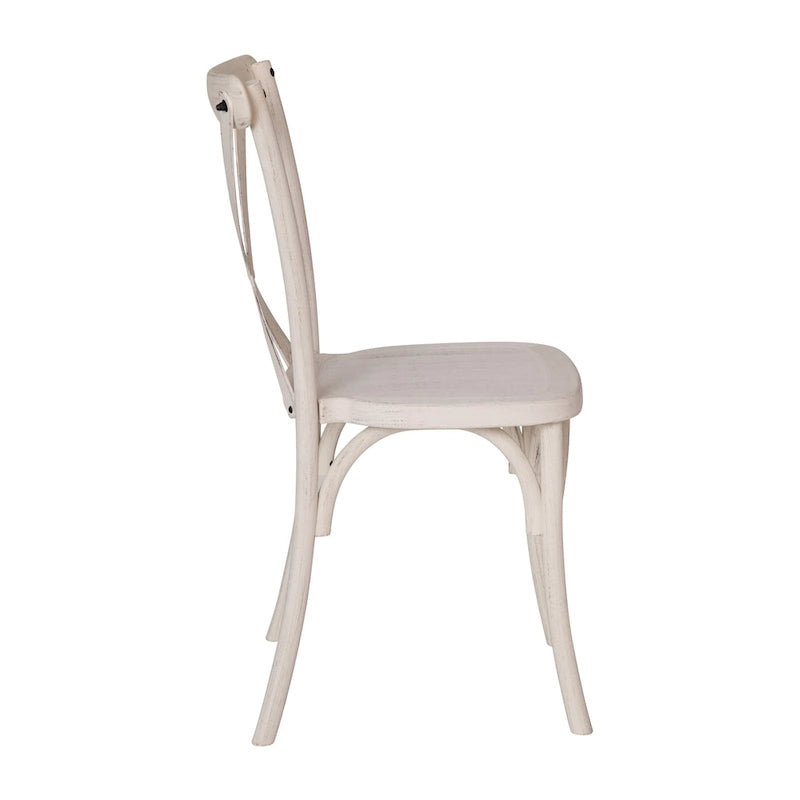Modern Resin Stacking Cross Back Dining Chairs (Set of 2)