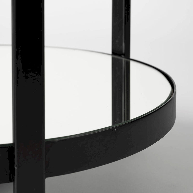 Eleonore Black Metal Frame Two-Tier w/Glass Shelves Bar Cart