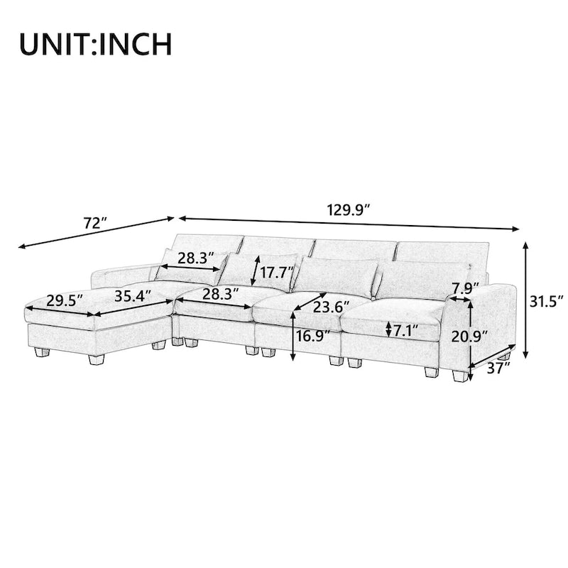 Merax Convertible Sofa Couch with Reversible Chaise