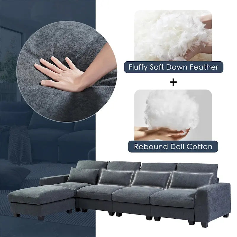Merax Convertible Sofa Couch with Reversible Chaise