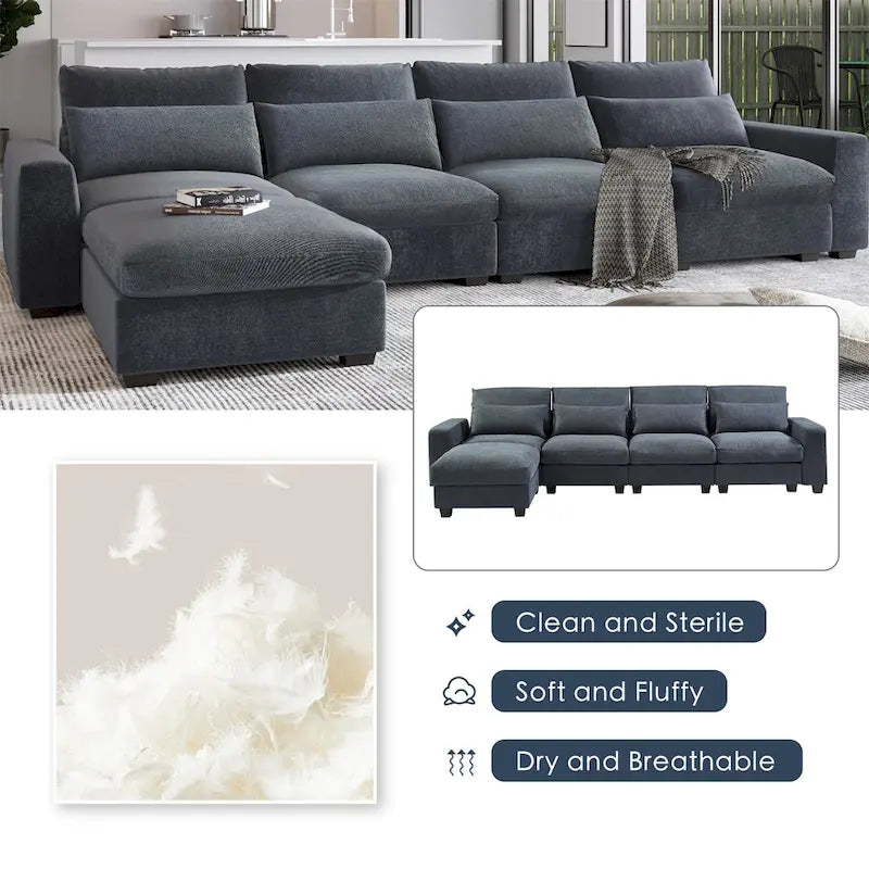 Merax Convertible Sofa Couch with Reversible Chaise