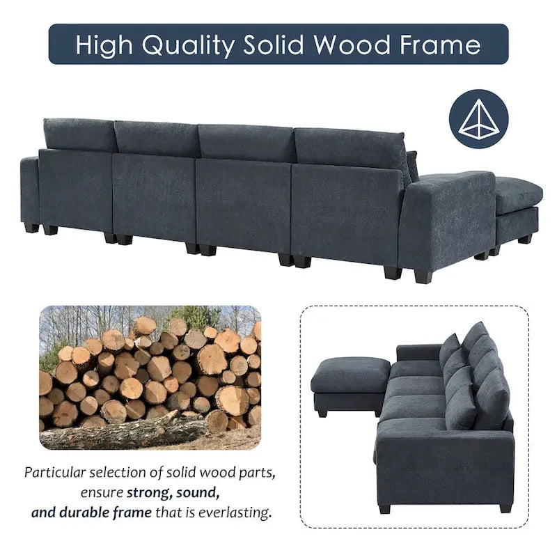 Merax Convertible Sofa Couch with Reversible Chaise