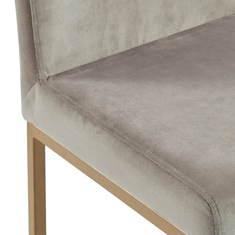 Set of 2 Gray and Gold Contemporary Upholstery Counter Chairs 37.5