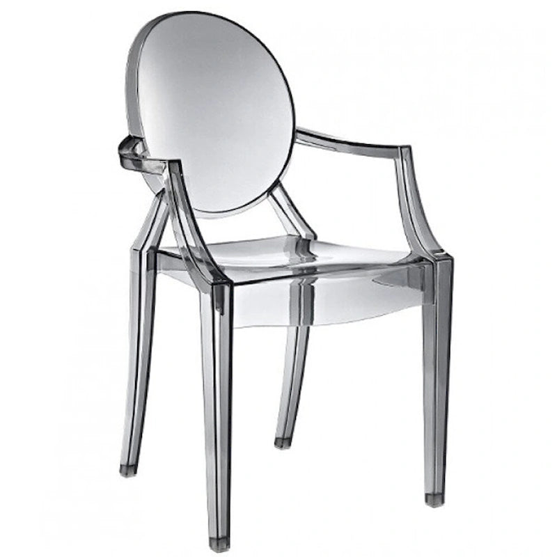 Set of 2 Stacking Lucite Chairs Transparent For Kitchen Patio Outdoor Dining Room Living Bedroom Party With Oval Back Office