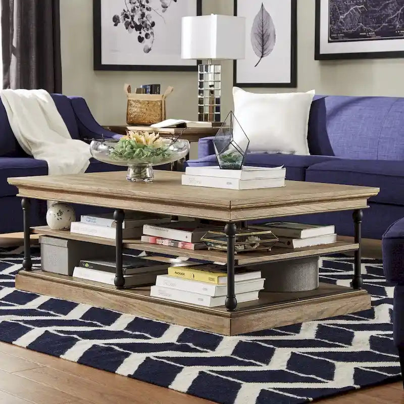 Barnstone Cornice Rectangle Storage Shelf Coffee Table by iNSPIRE Q Artisan