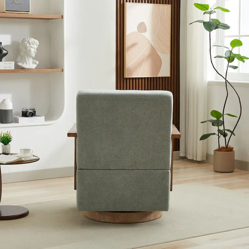 30.3W Swivel Modern Upholstered Accent Chair with Solid Wood Armrests