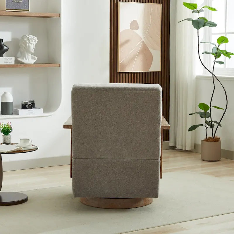 30.3W Swivel Modern Upholstered Accent Chair with Solid Wood Armrests