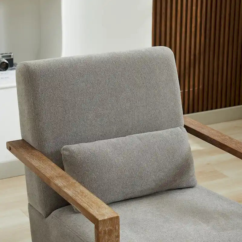 30.3W Swivel Modern Upholstered Accent Chair with Solid Wood Armrests