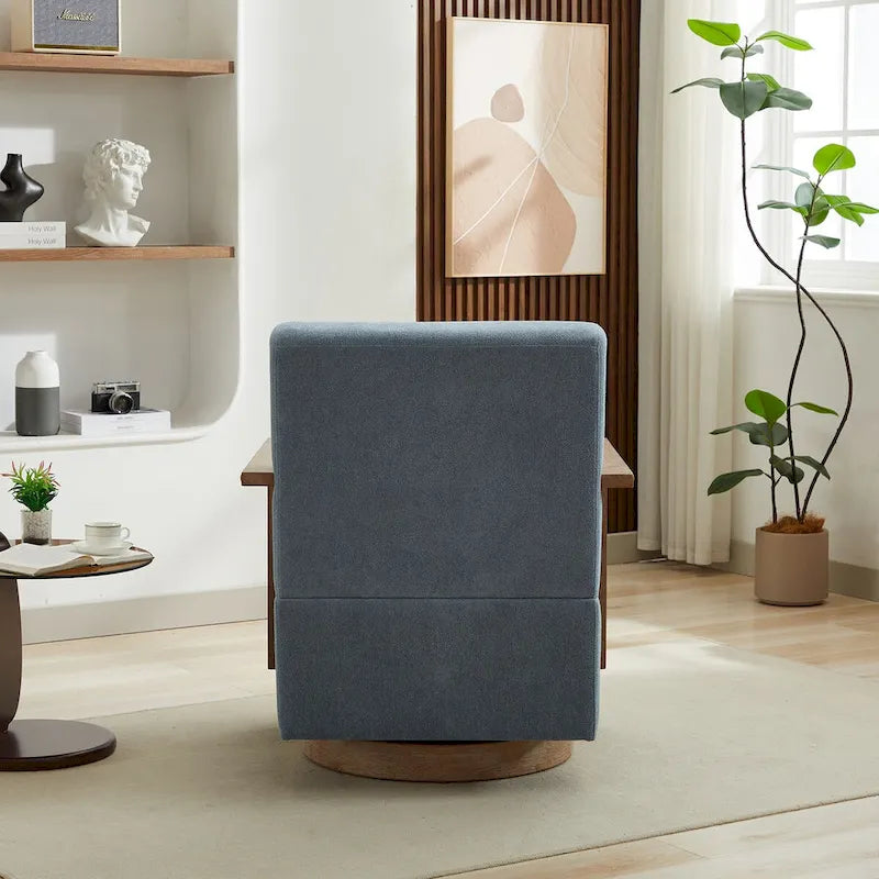 30.3W Swivel Modern Upholstered Accent Chair with Solid Wood Armrests