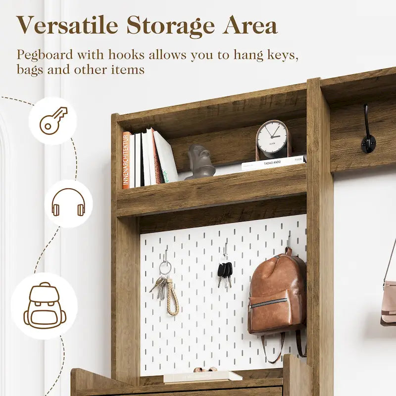 Hall Tree 44.5 Wide with Bench and Shoe Storage